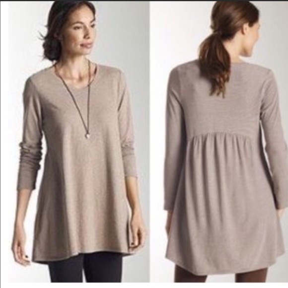 J. Jill Tops - J. Jill shirred back striped brown white tunic top